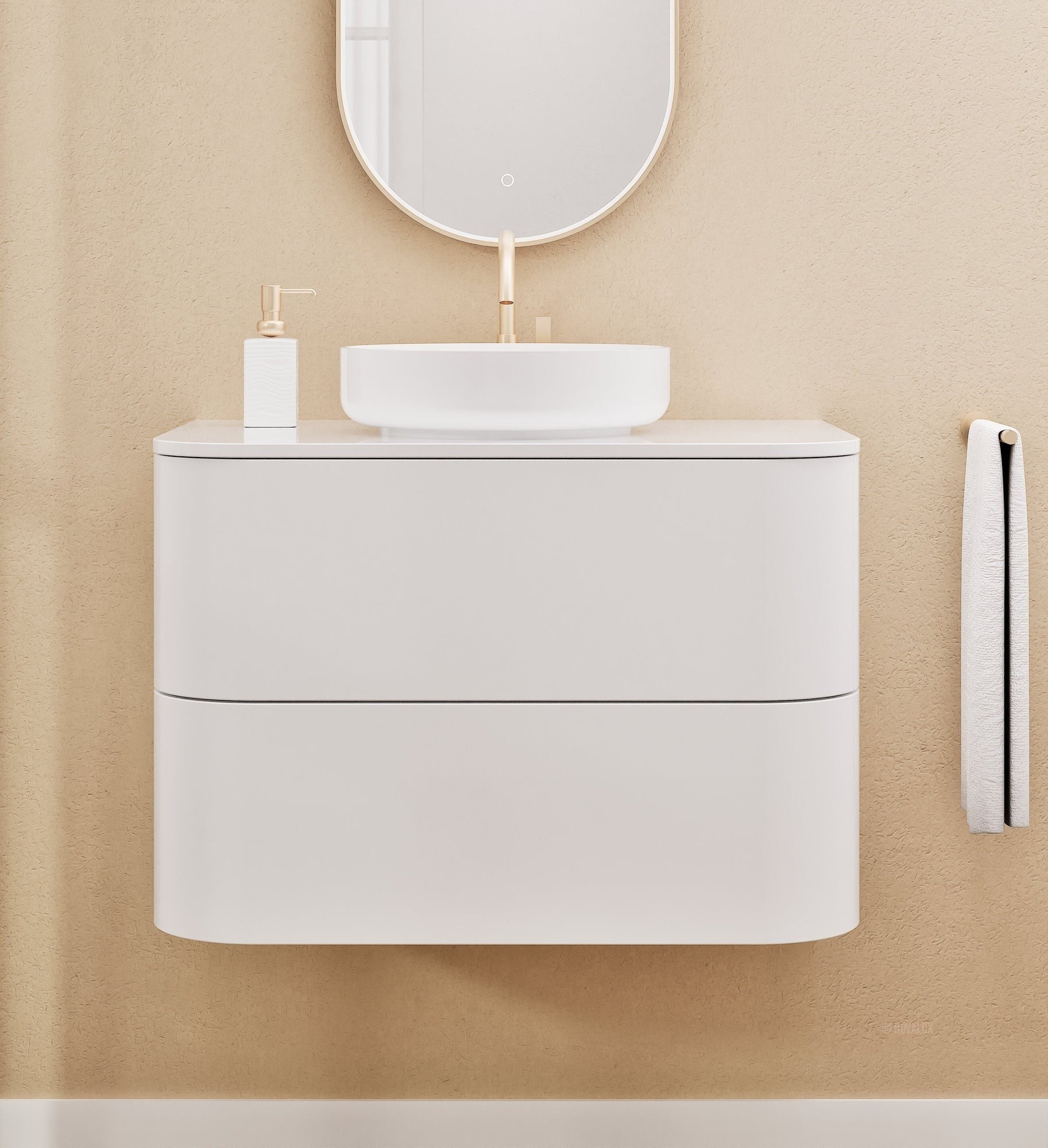 Serenia Rise Single Set - Corian® Sink & Countertop with 2 Drawers - ROVALUX