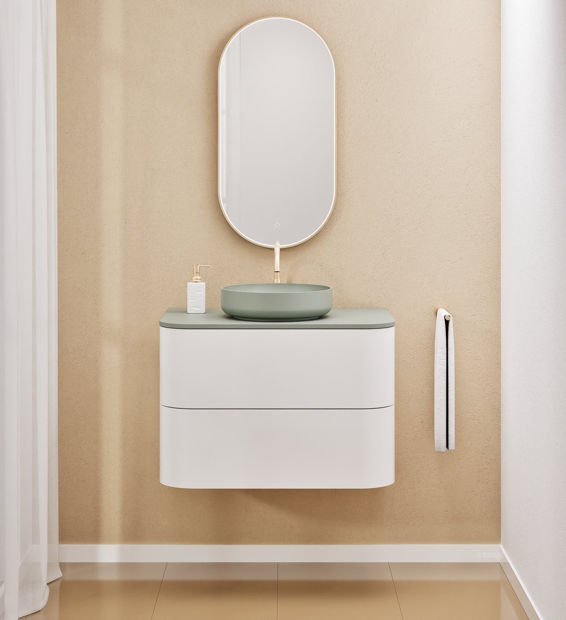 Serenia Rise Single Set - Corian® Sink & Countertop with 2 Drawers - ROVALUX