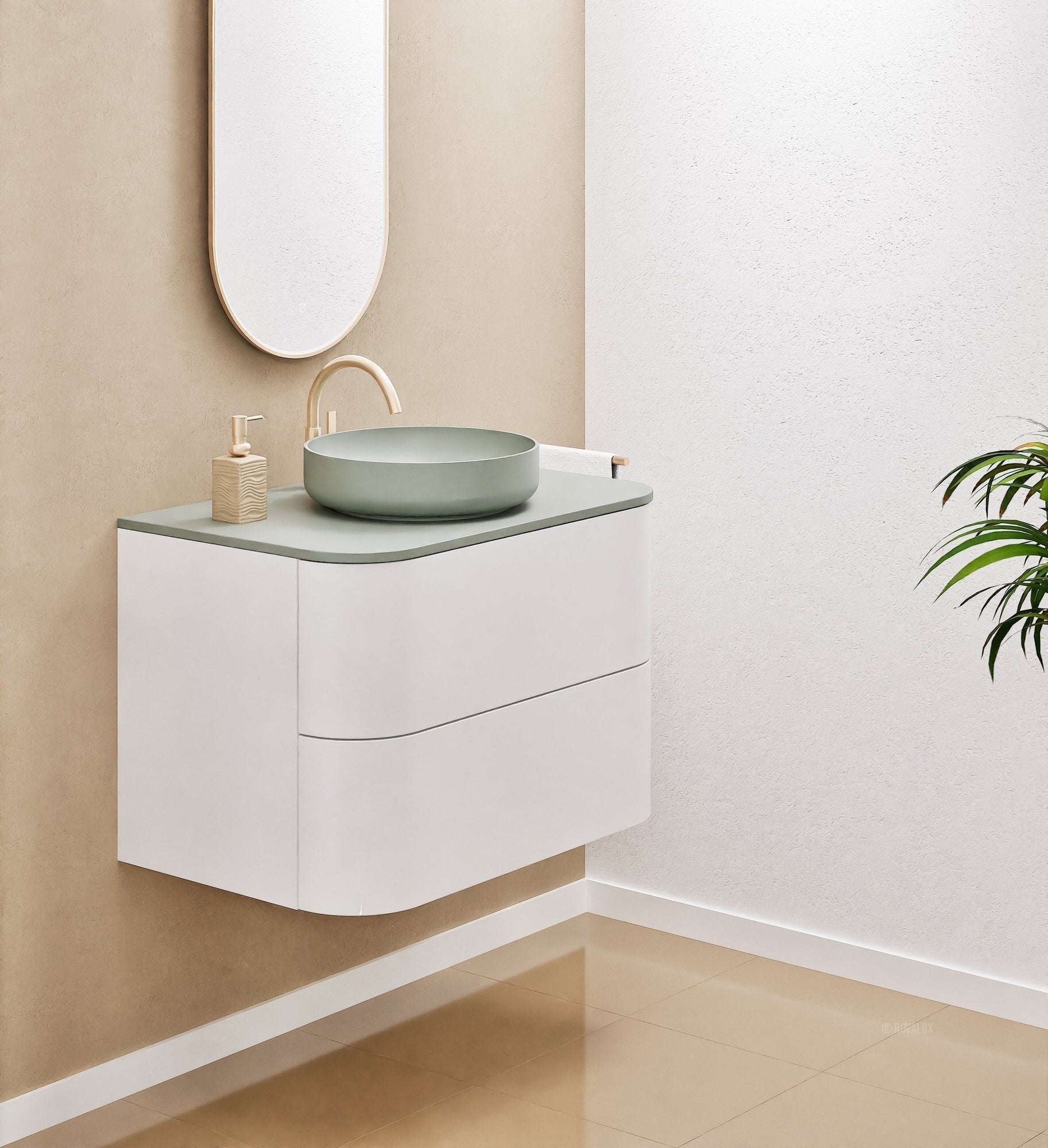Serenia Rise Single Set - Corian® Sink & Countertop with 2 Drawers - ROVALUX