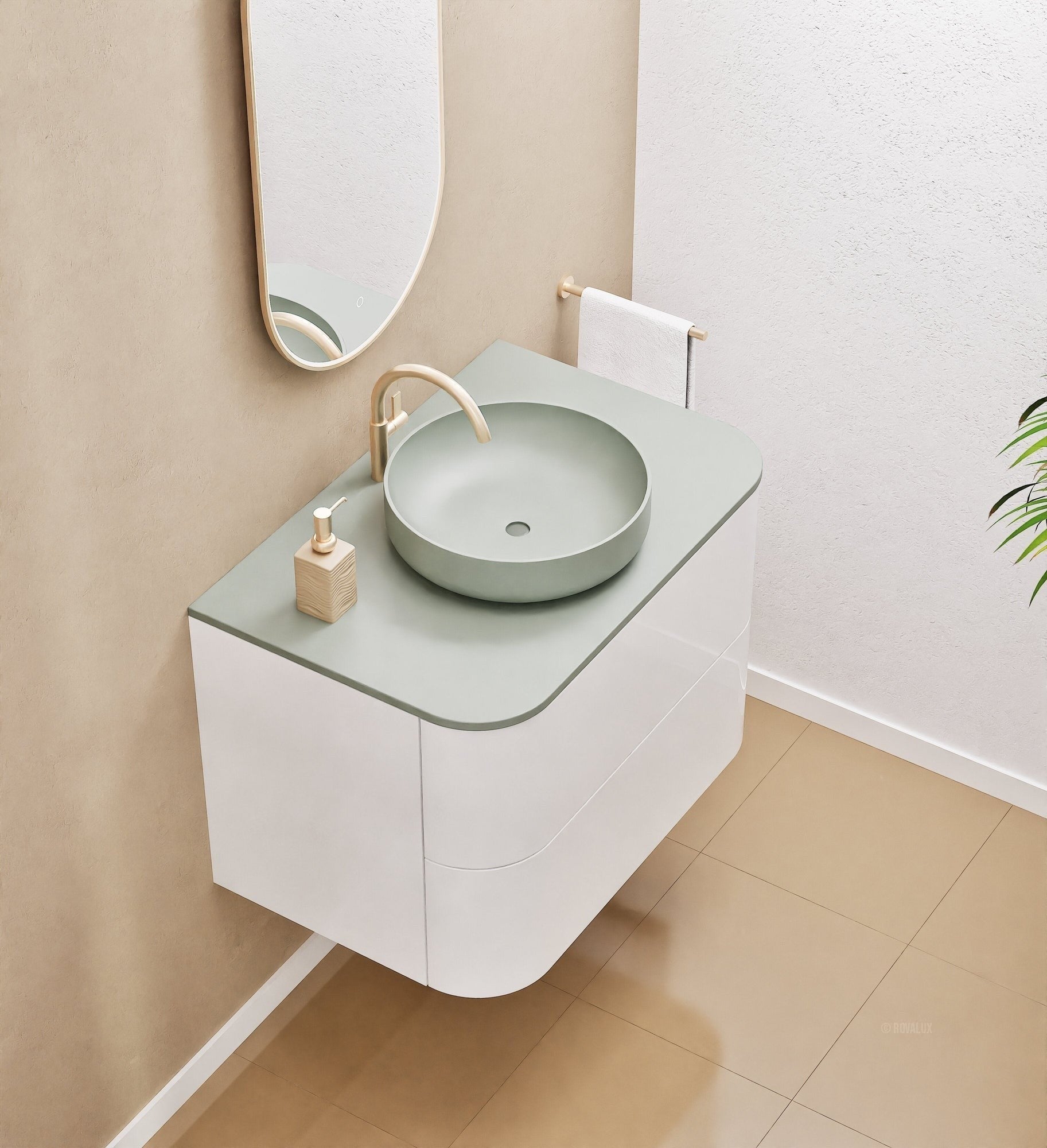 Serenia Rise Single Set - Corian® Sink & Countertop with 2 Drawers - ROVALUX