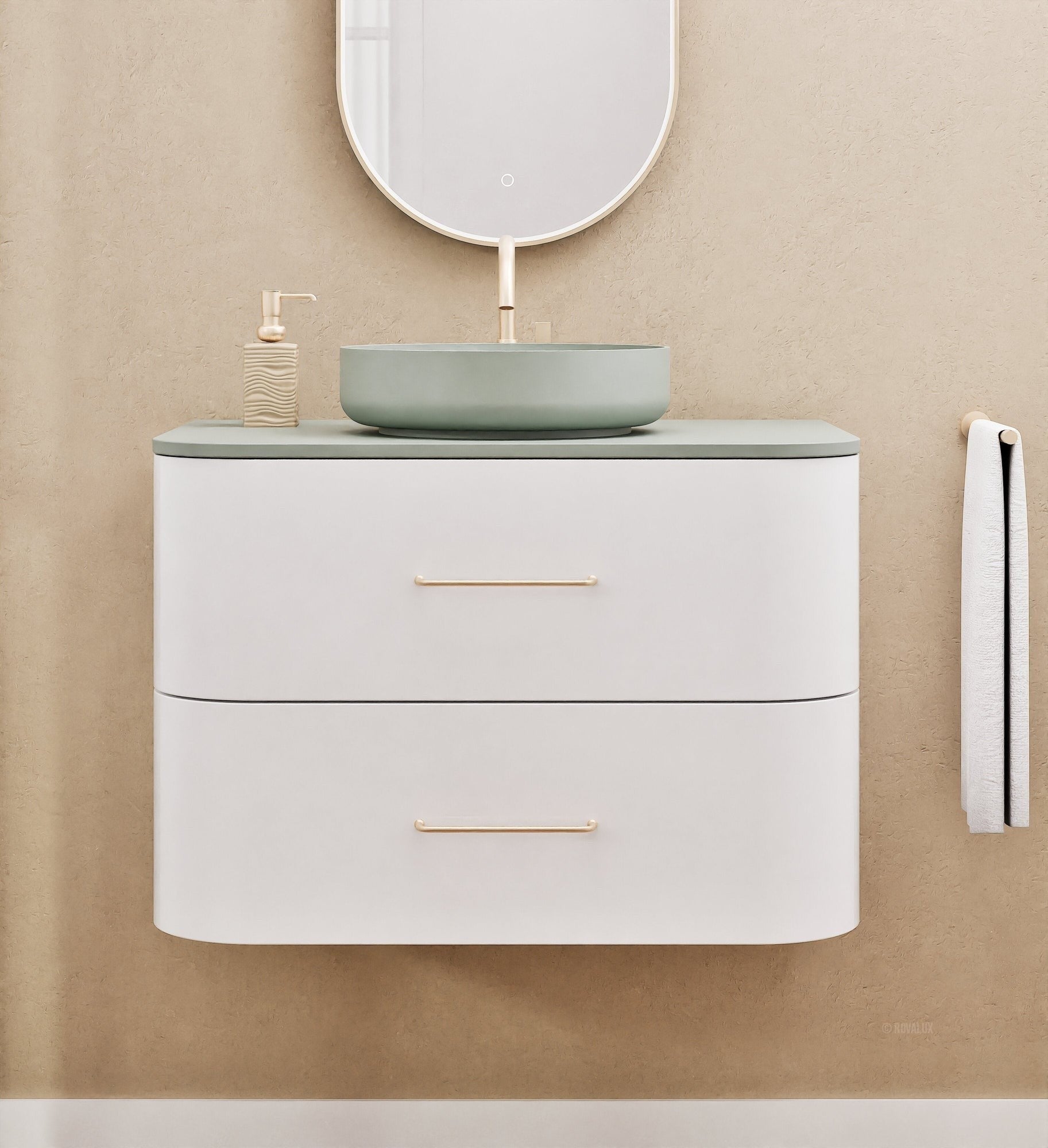 Serenia Rise Single Set - Corian® Sink & Countertop with 2 Drawers - ROVALUX