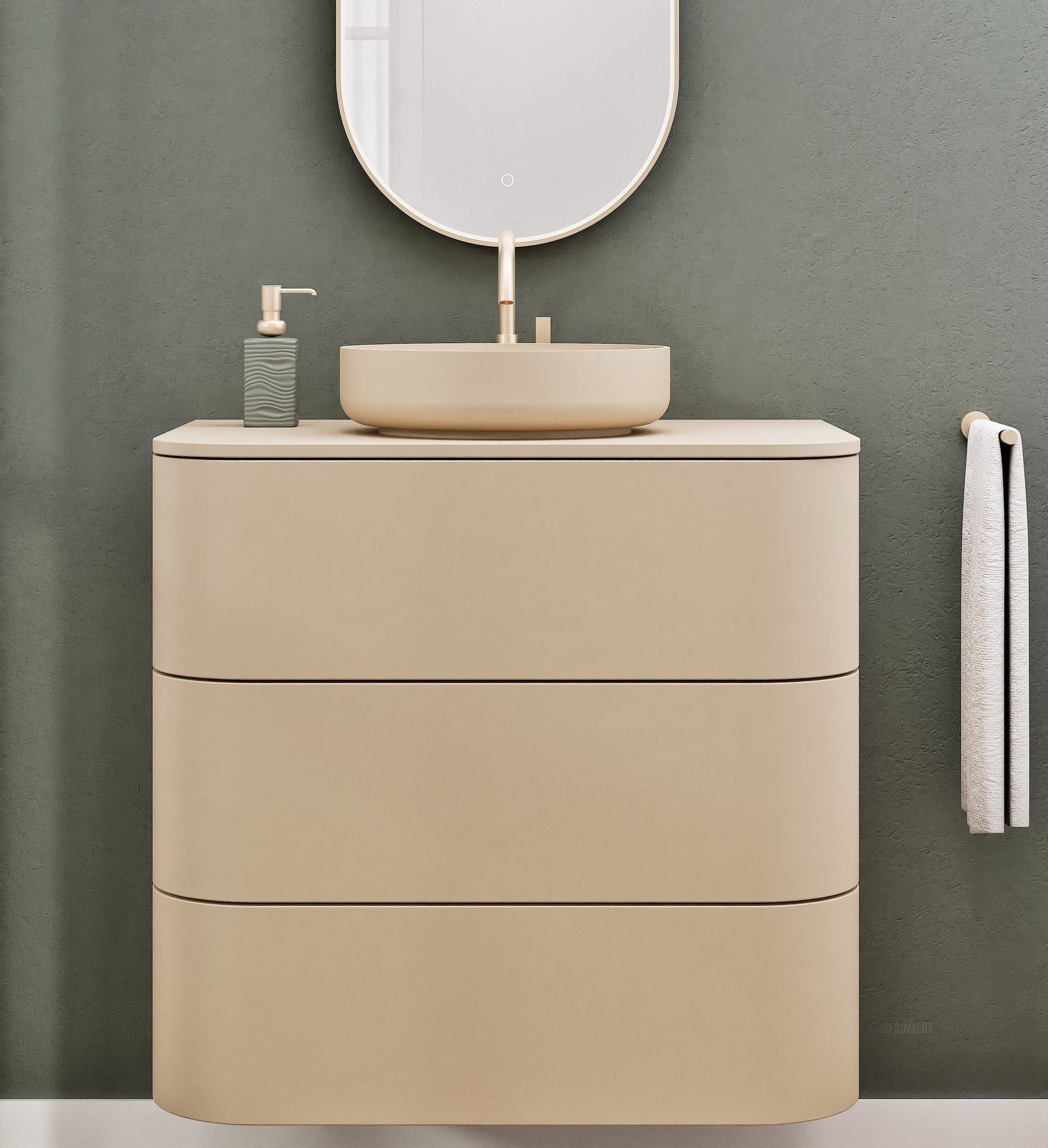 Serenia Rise Single Set - Corian® Sink & Countertop with 3 Drawers - ROVALUX