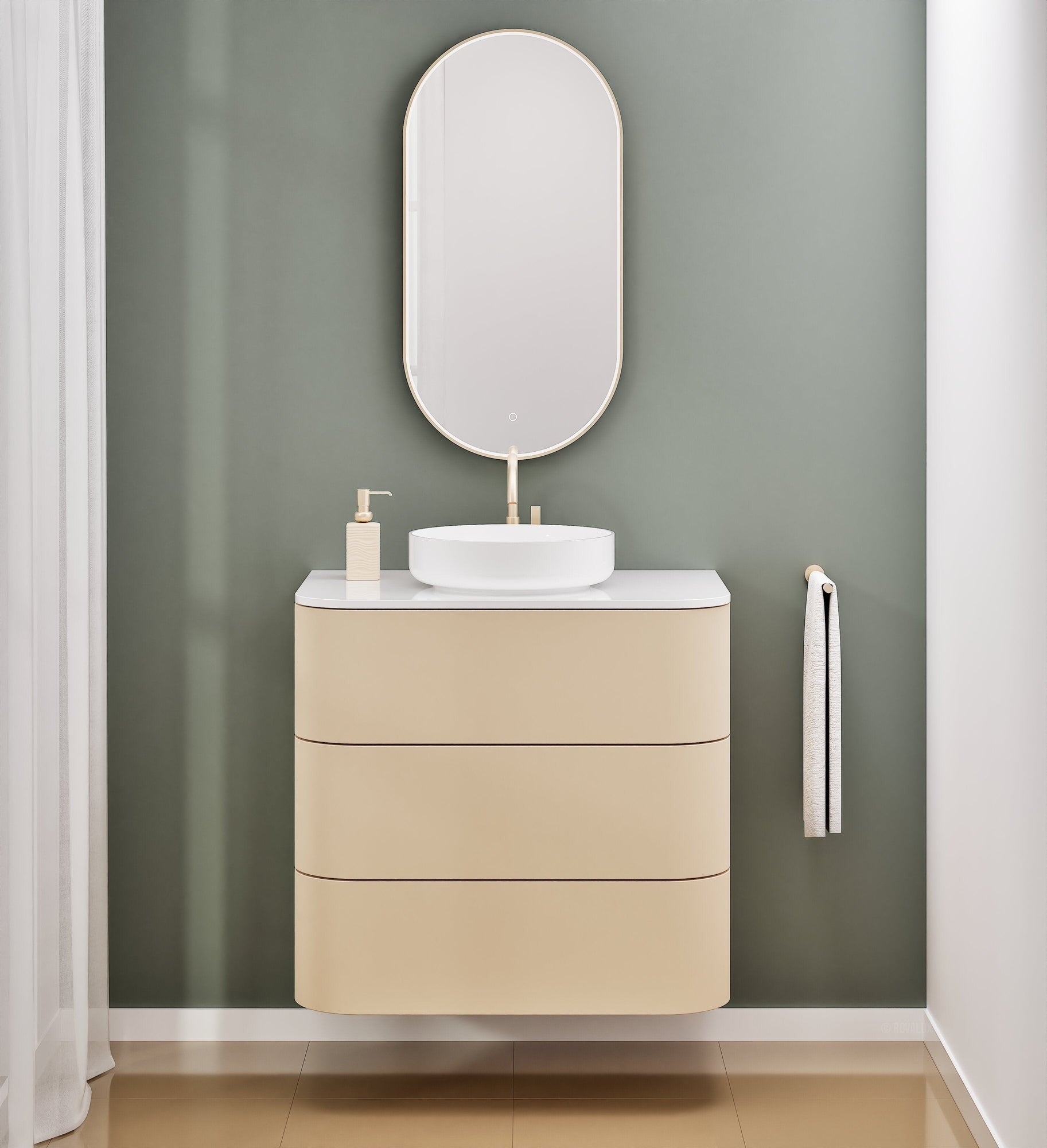Serenia Rise Single Set - Corian® Sink & Countertop with 3 Drawers - ROVALUX