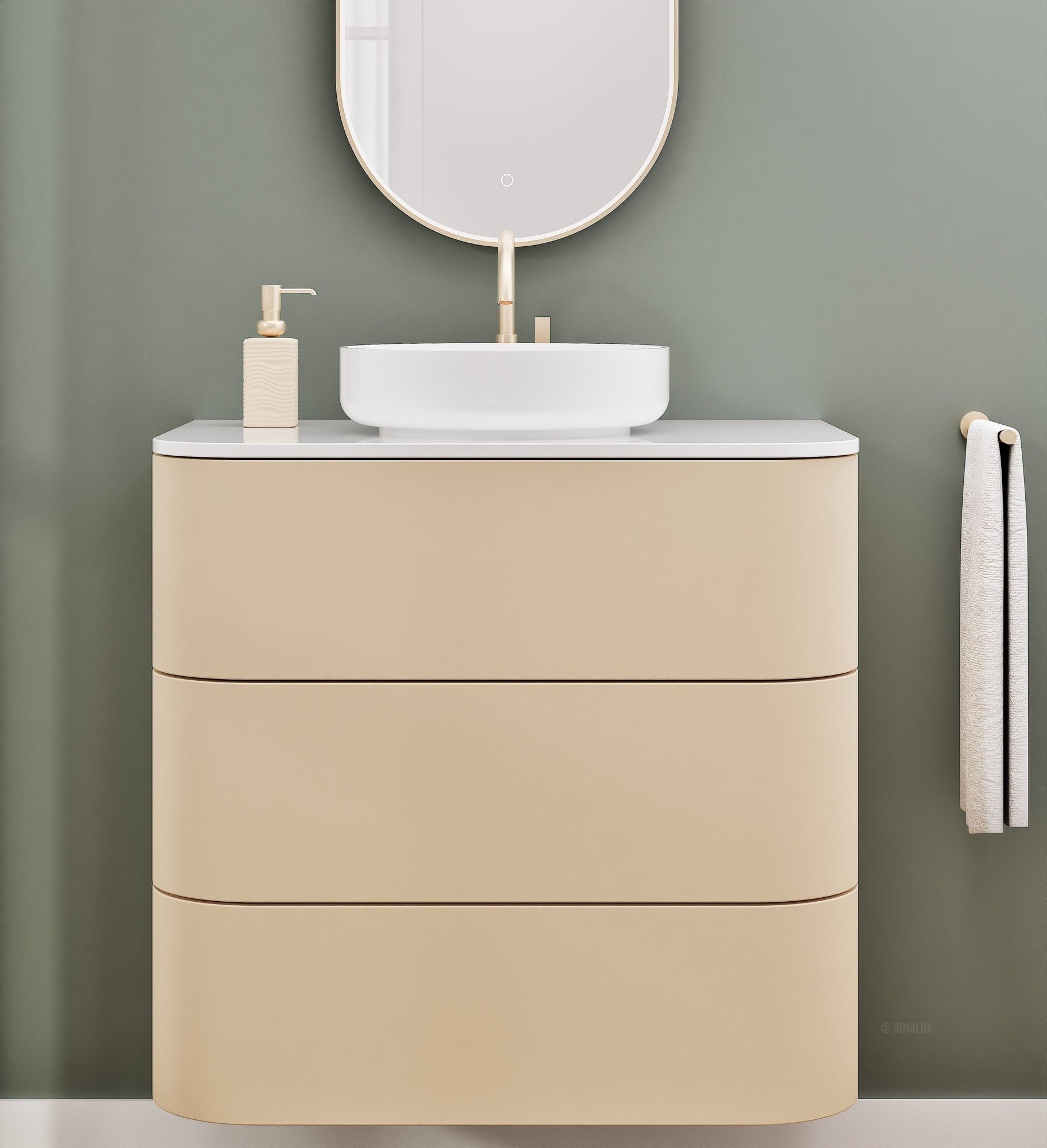 Serenia Rise Single Set - Corian® Sink & Countertop with 3 Drawers - ROVALUX