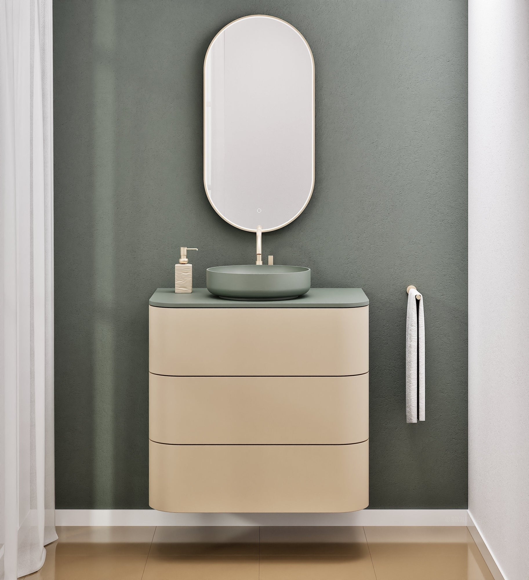 Serenia Rise Single Set - Corian® Sink & Countertop with 3 Drawers - ROVALUX