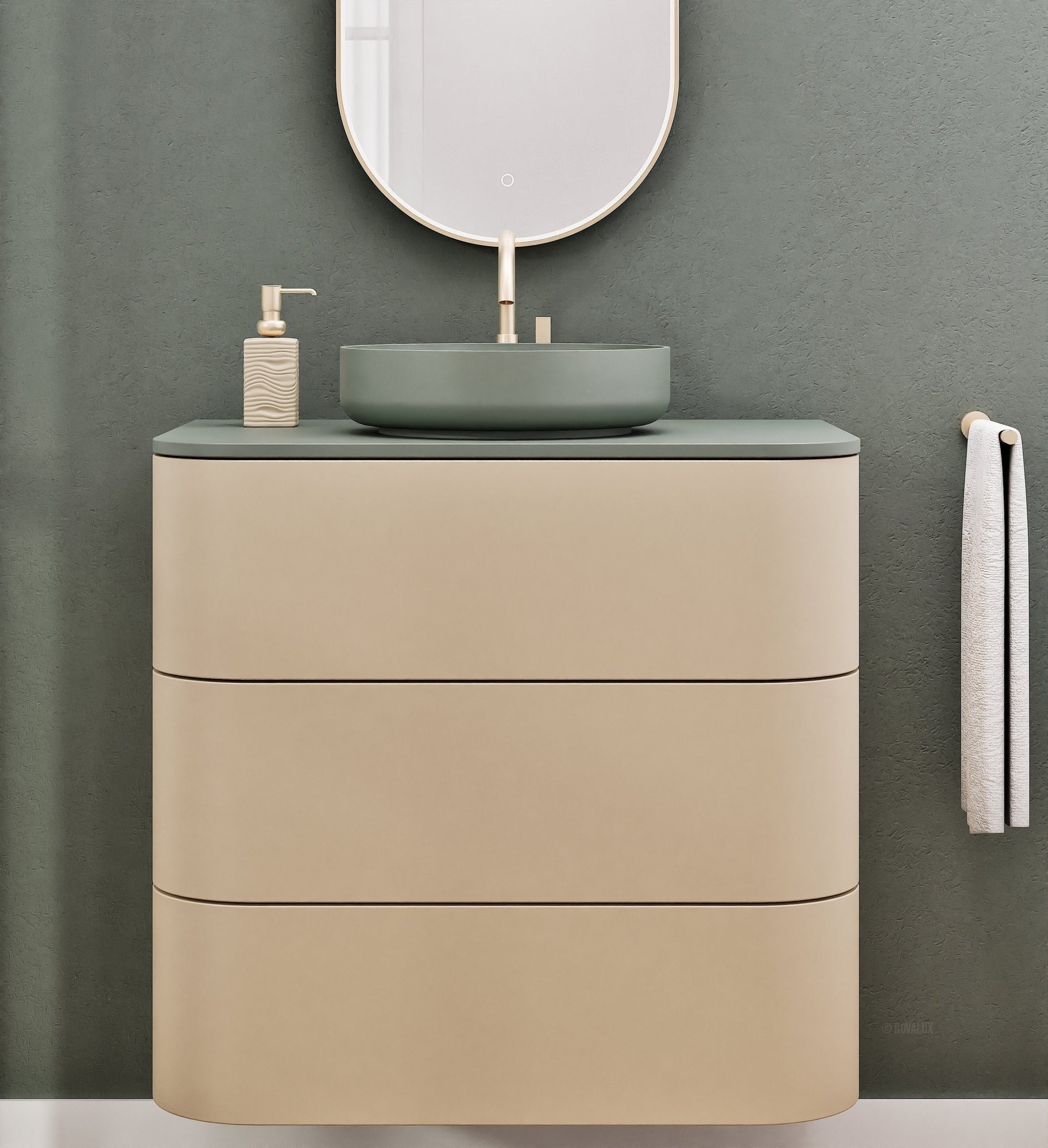 Serenia Rise Single Set - Corian® Sink & Countertop with 3 Drawers - ROVALUX