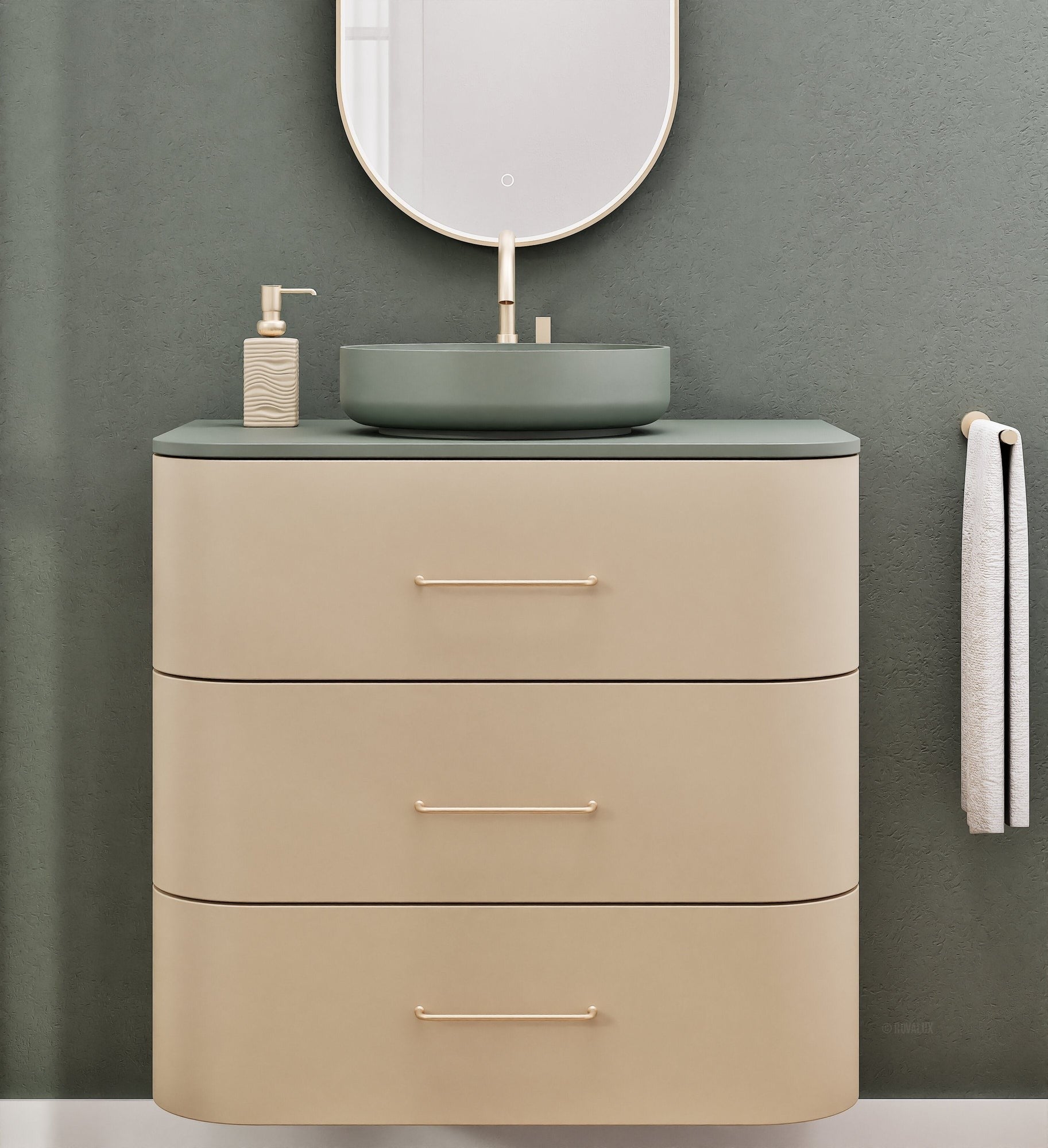 Serenia Rise Single Set - Corian® Sink & Countertop with 3 Drawers - ROVALUX