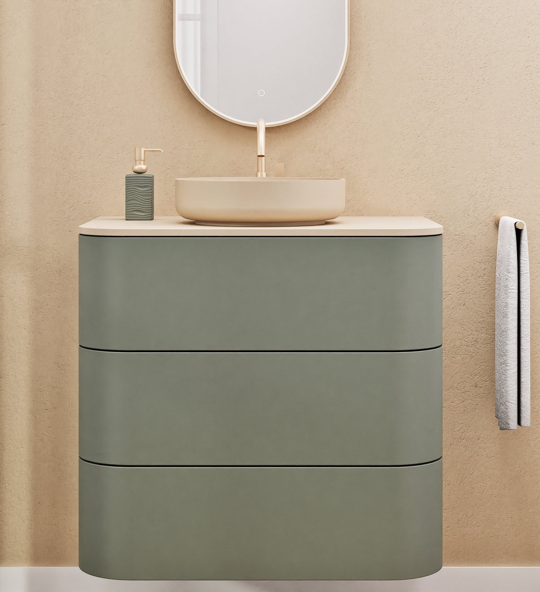 Serenia Rise Single Set - Corian® Sink & Countertop with 3 Drawers - ROVALUX