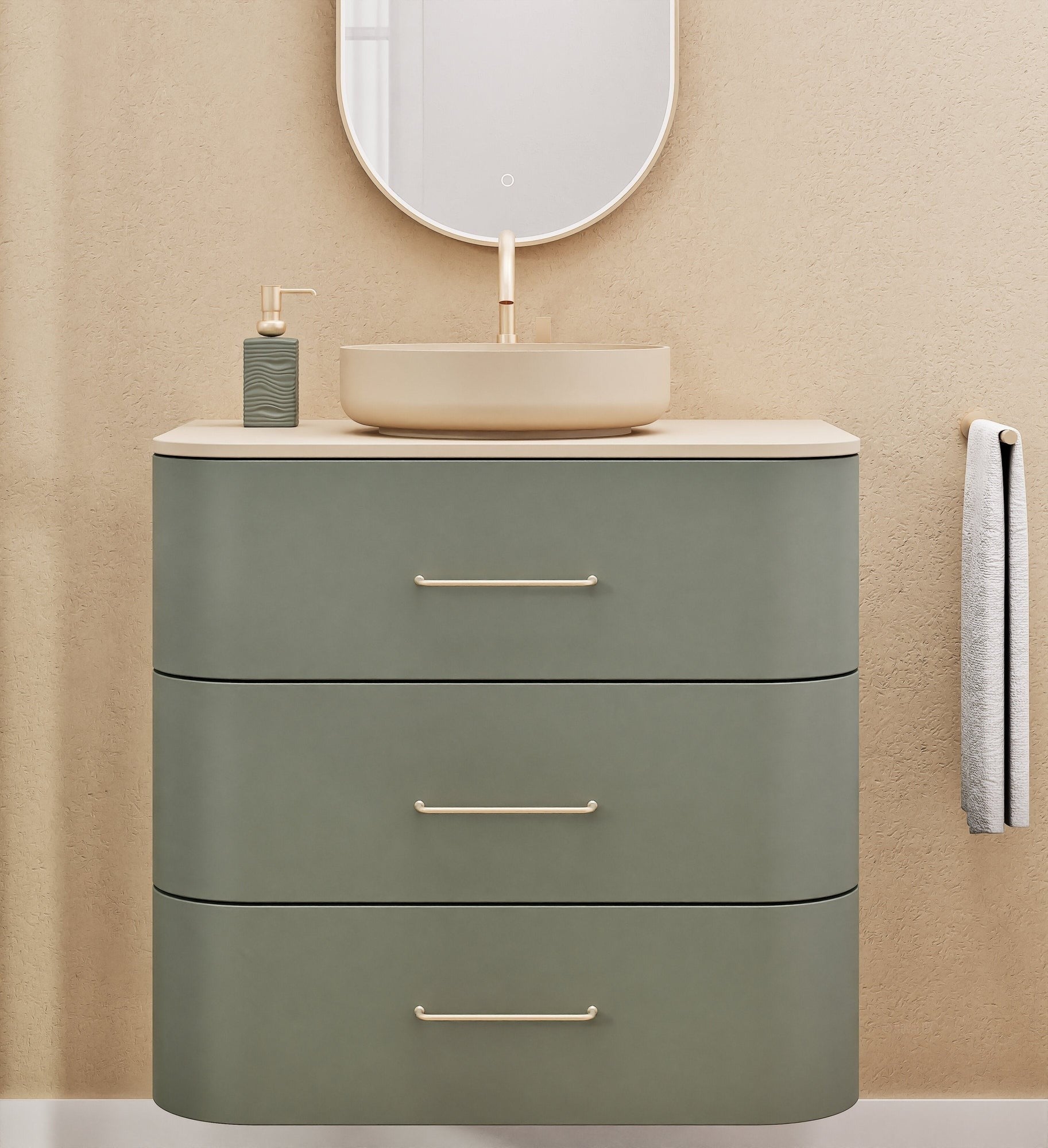 Serenia Rise Single Set - Corian® Sink & Countertop with 3 Drawers - ROVALUX