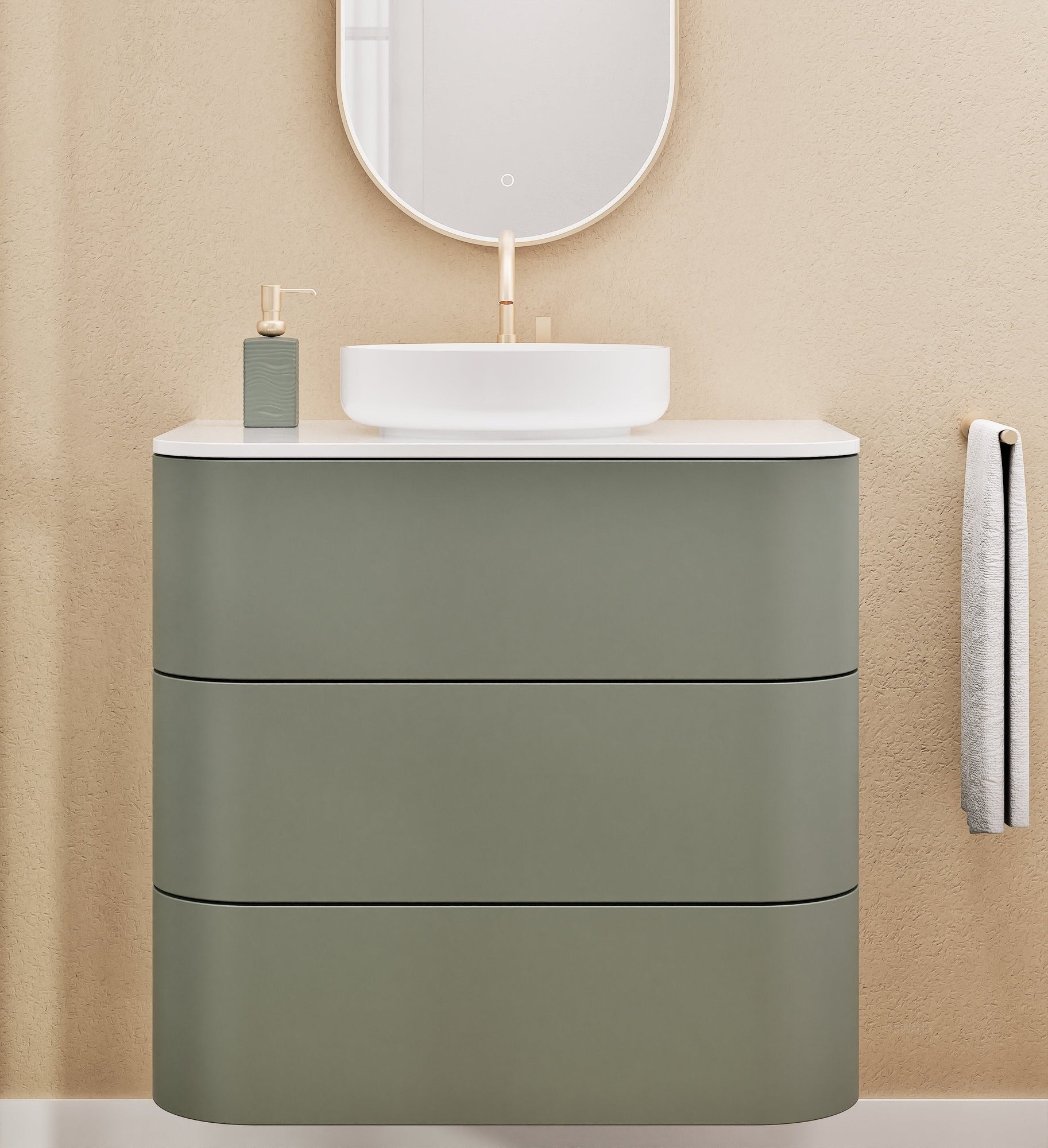 Serenia Rise Single Set - Corian® Sink & Countertop with 3 Drawers - ROVALUX