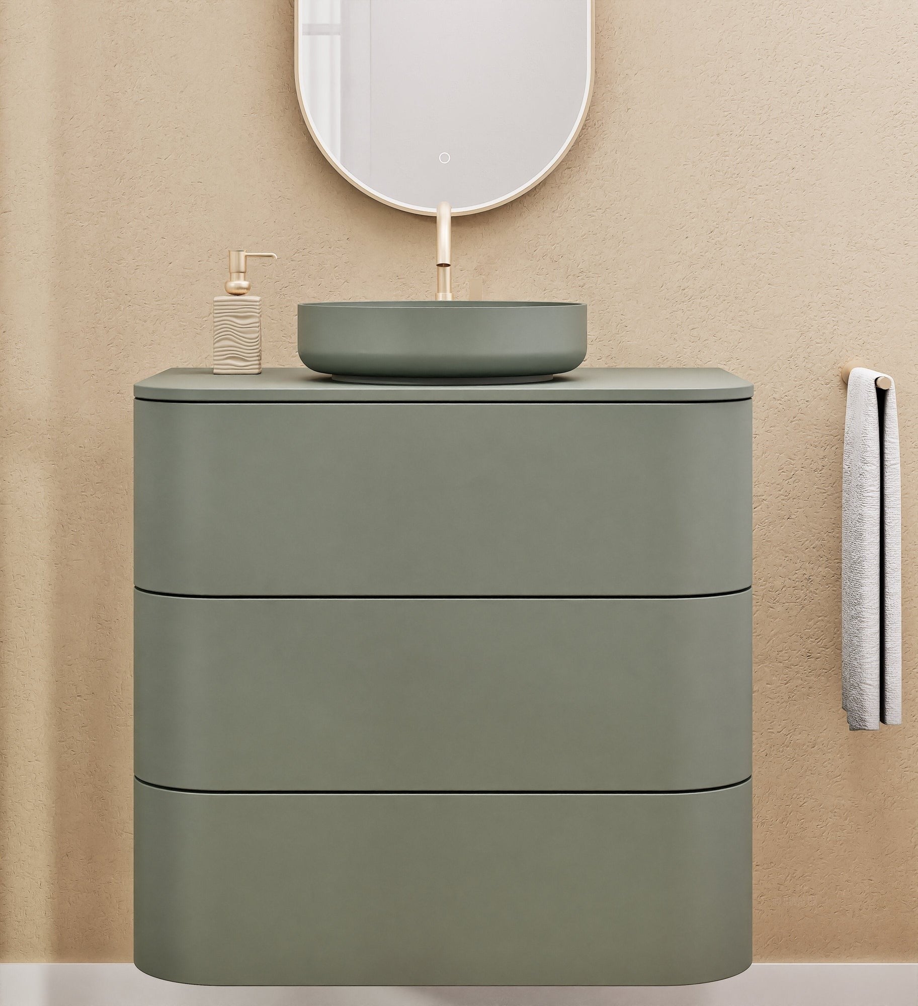 Serenia Rise Single Set - Corian® Sink & Countertop with 3 Drawers - ROVALUX