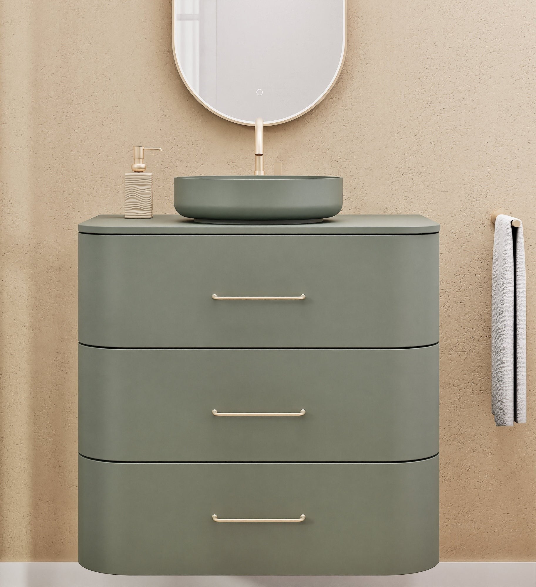 Serenia Rise Single Set - Corian® Sink & Countertop with 3 Drawers - ROVALUX