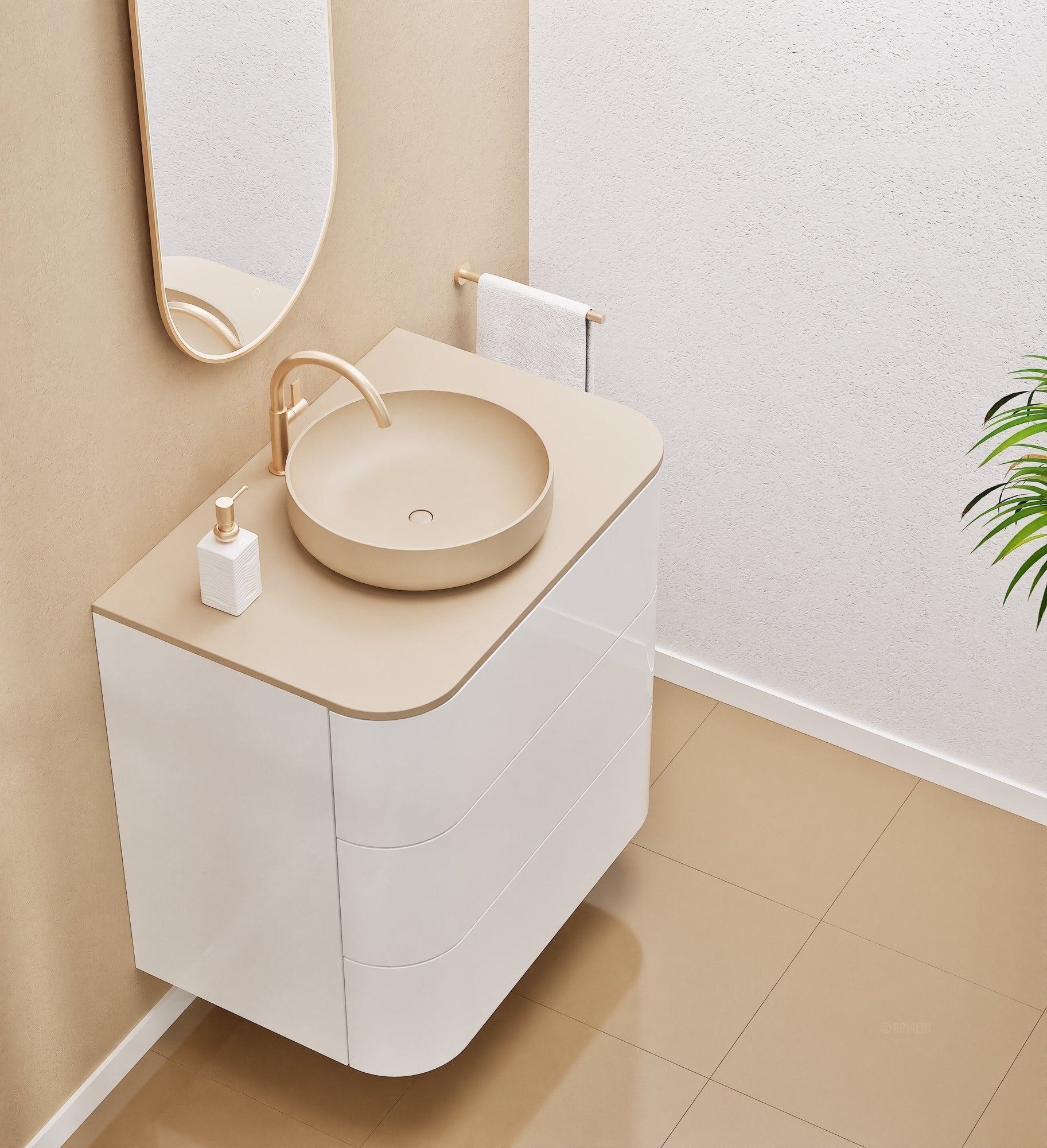 Serenia Rise Single Set - Corian® Sink & Countertop with 3 Drawers - ROVALUX