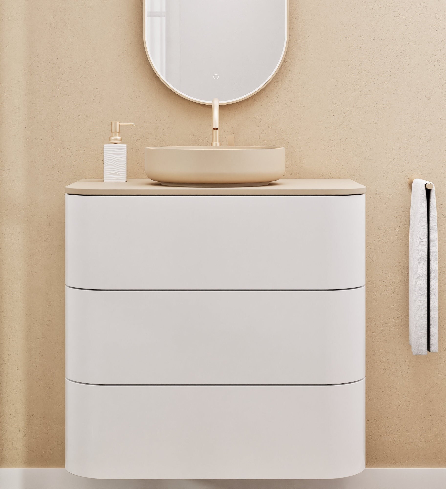 Serenia Rise Single Set - Corian® Sink & Countertop with 3 Drawers - ROVALUX