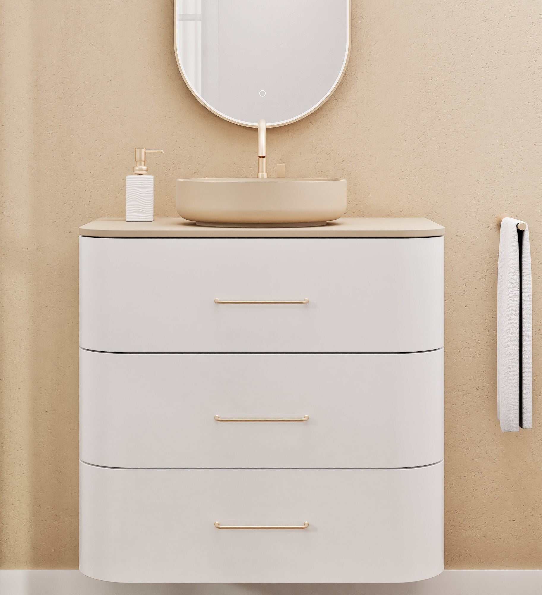 Serenia Rise Single Set - Corian® Sink & Countertop with 3 Drawers - ROVALUX