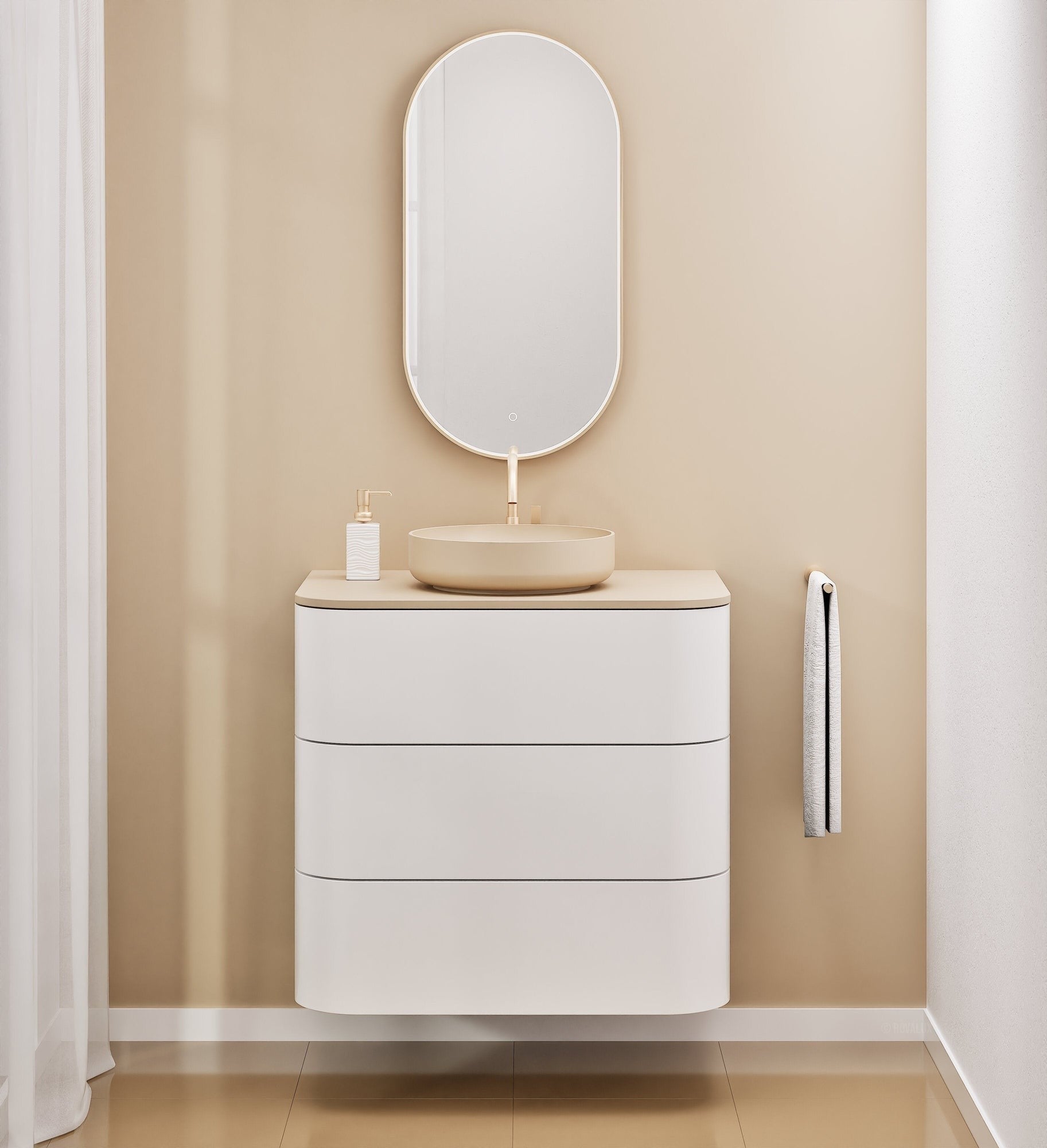Serenia Rise Single Set - Corian® Sink & Countertop with 3 Drawers - ROVALUX