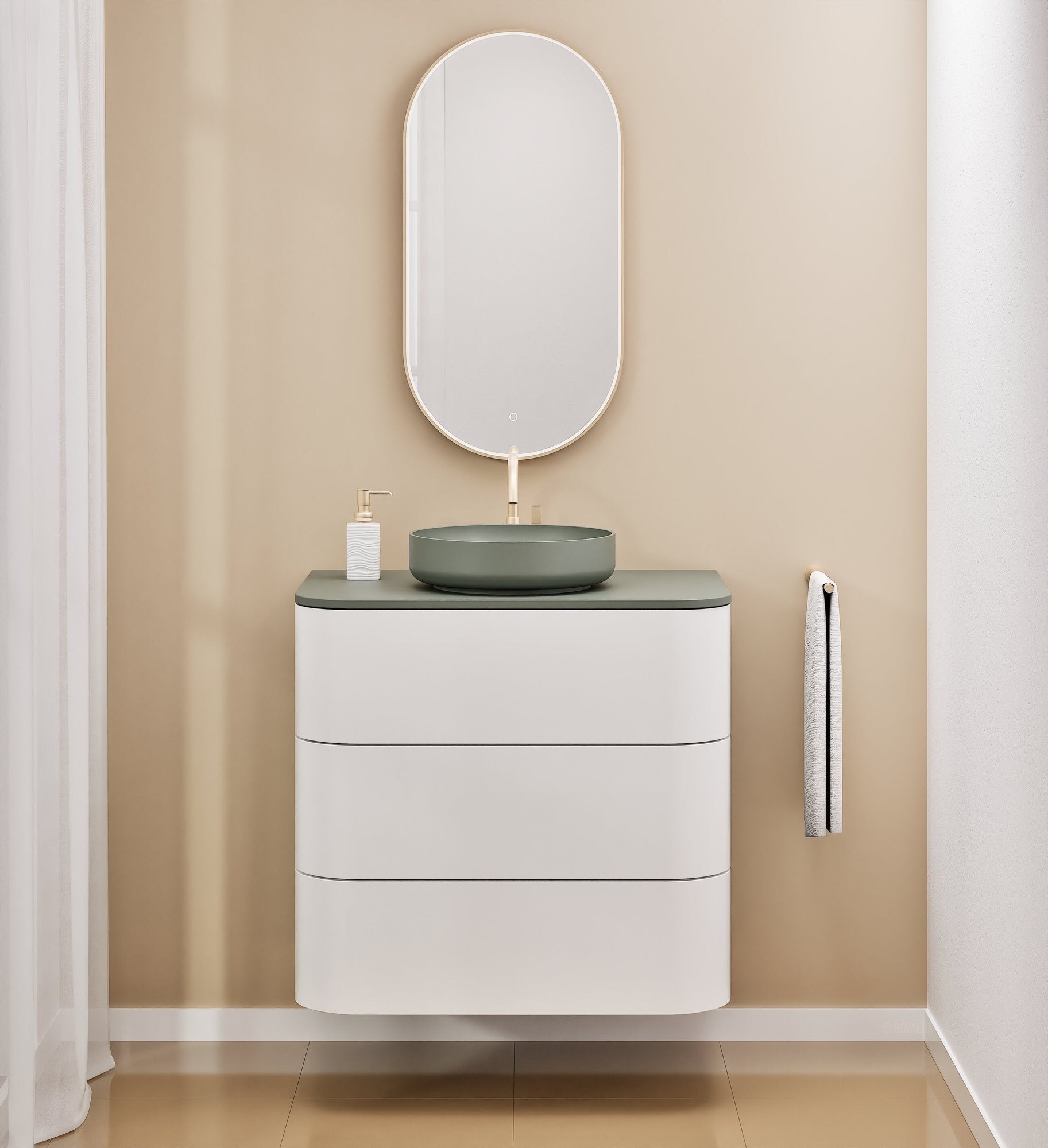 Serenia Rise Single Set - Corian® Sink & Countertop with 3 Drawers - ROVALUX
