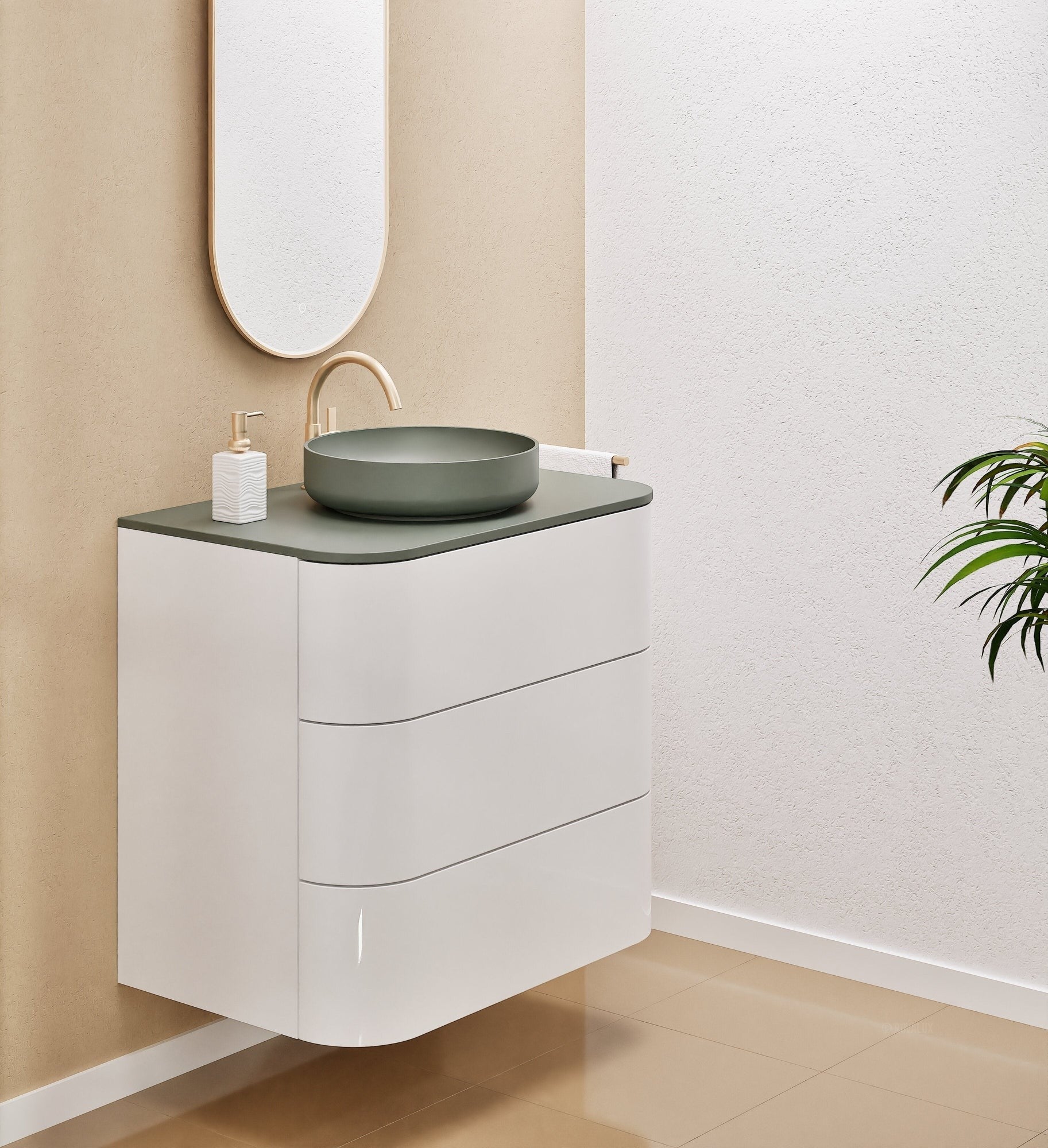 Serenia Rise Single Set - Corian® Sink & Countertop with 3 Drawers - ROVALUX