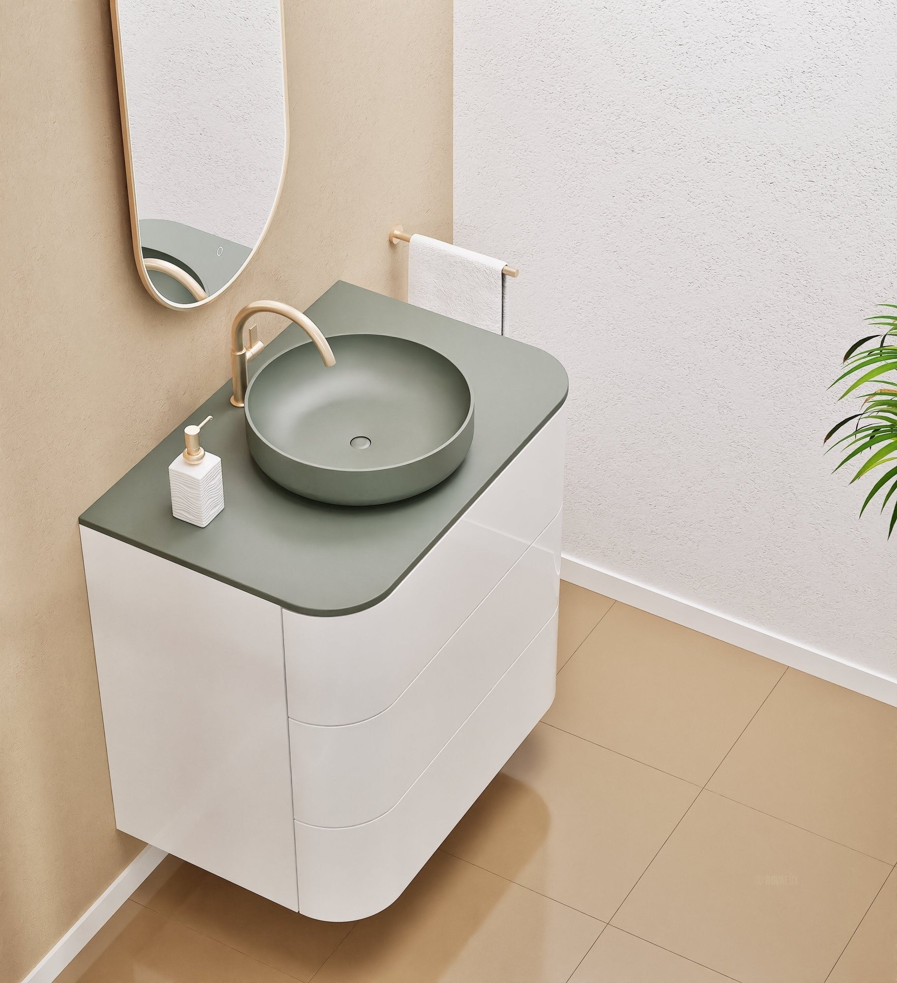 Serenia Rise Single Set - Corian® Sink & Countertop with 3 Drawers - ROVALUX