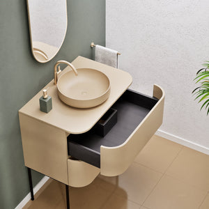Serenia Rise Single Set With Supporting Legs - Corian® Sink & Countertop with 2 Drawers - ROVALUX