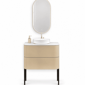 Serenia – Corian® Top Mounted Basin Unit with 2 Drawers and Feet-Standing Vanity - ROVALUX
