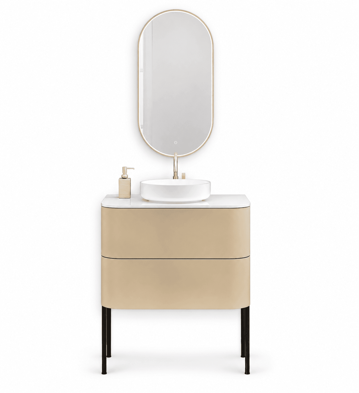 Serenia – Corian® Top Mounted Basin Unit with 2 Drawers and Feet-Standing Vanity - ROVALUX