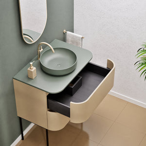Serenia Rise Single Set With Supporting Legs - Corian® Sink & Countertop with 2 Drawers - ROVALUX