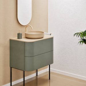 Serenia Rise Single Set With Supporting Legs - Corian® Sink & Countertop with 2 Drawers - ROVALUX