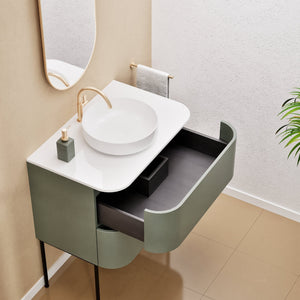 Serenia Rise Single Set With Supporting Legs - Corian® Sink & Countertop with 2 Drawers - ROVALUX