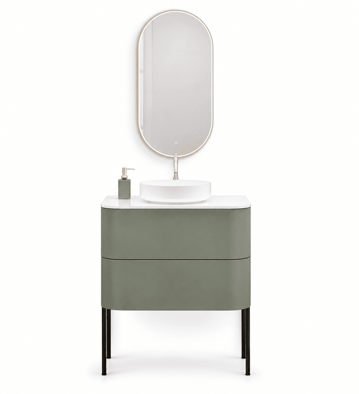 Serenia – Corian® Top Mounted Basin Unit with 2 Drawers and Feet-Standing Vanity - ROVALUX