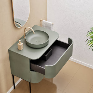Serenia Rise Single Set With Supporting Legs - Corian® Sink & Countertop with 2 Drawers - ROVALUX
