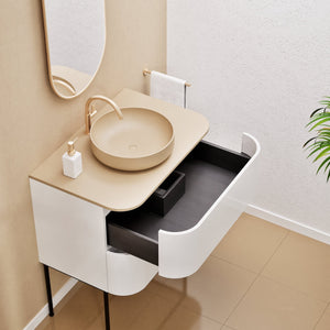 Serenia Rise Single Set With Supporting Legs - Corian® Sink & Countertop with 2 Drawers - ROVALUX