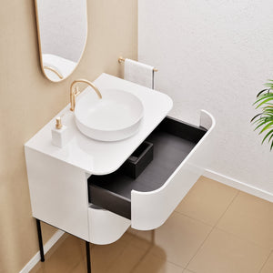 Serenia Rise Single Set With Supporting Legs - Corian® Sink & Countertop with 2 Drawers - ROVALUX