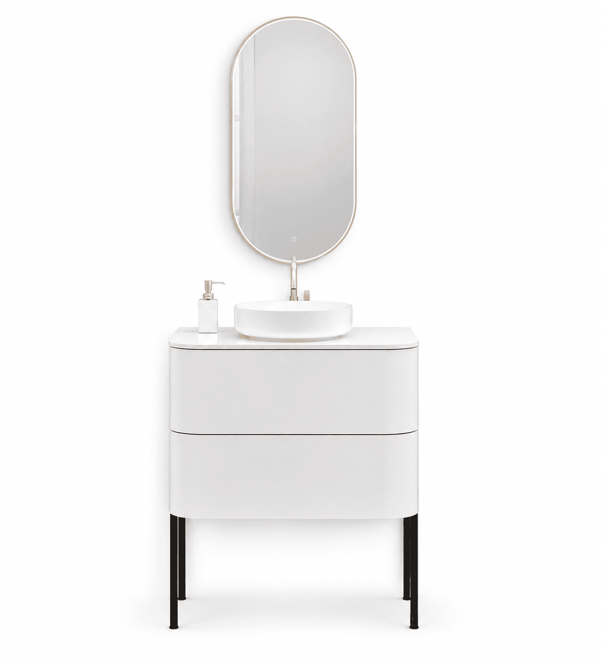 Serenia – Corian® Top Mounted Basin Unit with 2 Drawers and Feet-Standing Vanity - ROVALUX