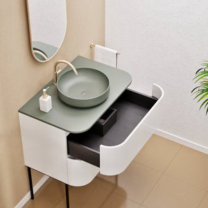 Serenia Rise Single Set With Supporting Legs - Corian® Sink & Countertop with 2 Drawers - ROVALUX