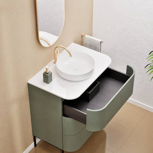 Serenia Rise Single Set with Supporting Legs - Corian® Sink & Countertop with 3 Drawers - ROVALUX