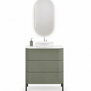 Serenia – Corian® Top Mounted Basin Unit with 3 Drawers and Feet-Standing Vanity - ROVALUX