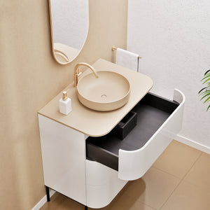 Serenia Rise Single Set with Supporting Legs - Corian® Sink & Countertop with 3 Drawers - ROVALUX