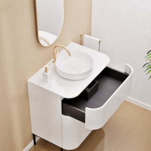 Serenia Rise Single Set with Supporting Legs - Corian® Sink & Countertop with 3 Drawers - ROVALUX