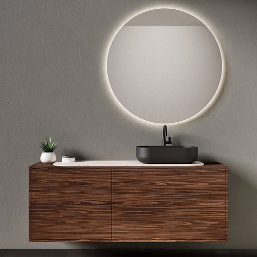 STRIA - Top mounted single sink with counter tablet & 1 Drawer - 2 Stacked Side Drawers vanity unit - ROVALUX