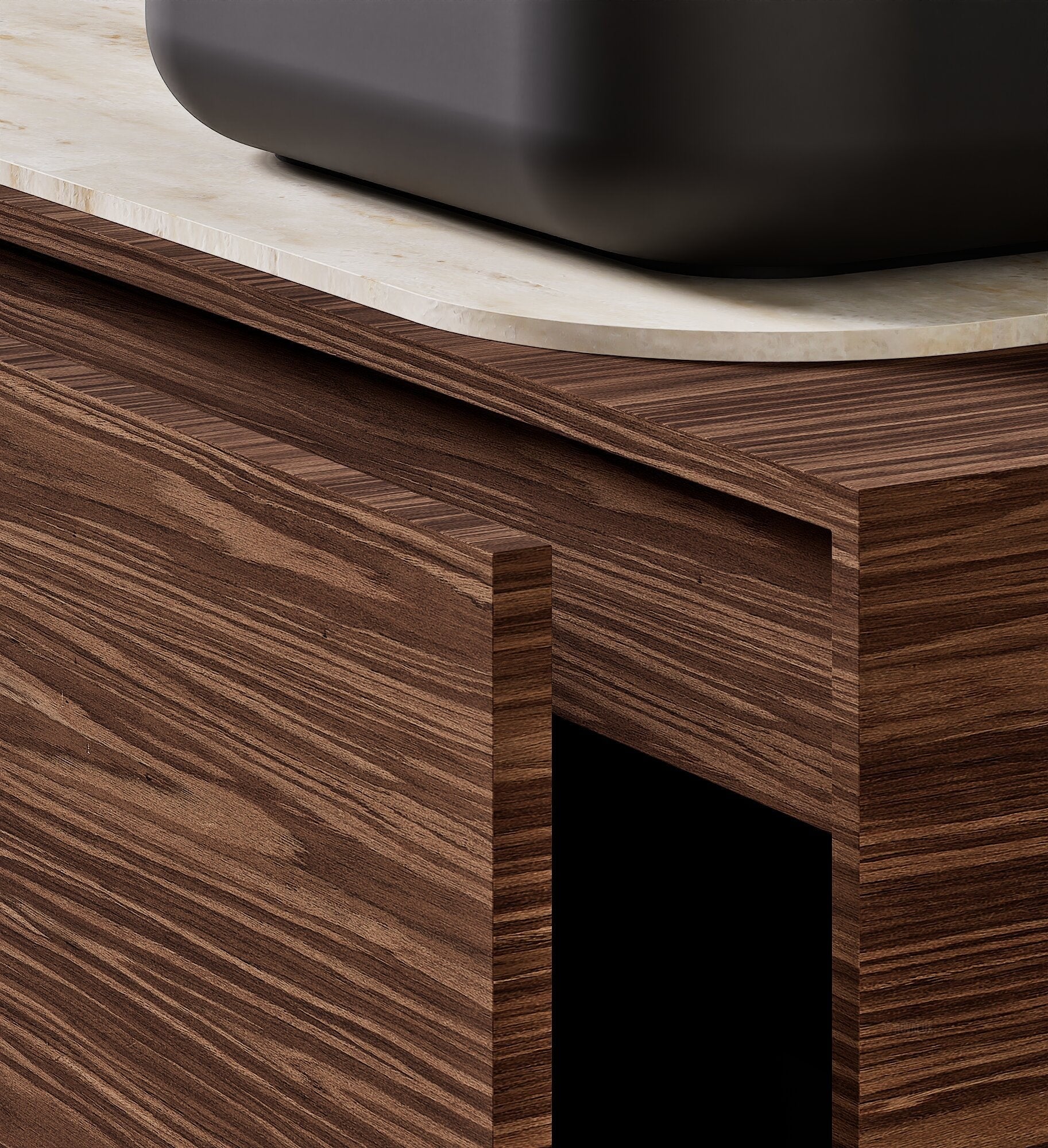 STRIA - Top mounted single sink with counter tablet & 1 Drawer - 2 Stacked Side Drawers vanity unit - ROVALUX