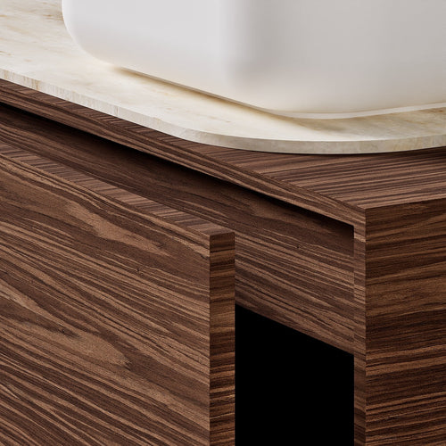 STRIA - Top mounted single sink with counter tablet & 1 Drawer - 2 Stacked Side Drawers vanity unit - ROVALUX