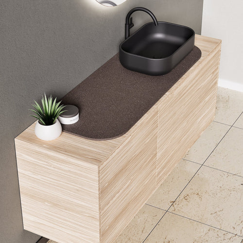 STRIA - Top mounted single sink with counter tablet & 1 Drawer - 2 Stacked Side Drawers vanity unit - ROVALUX