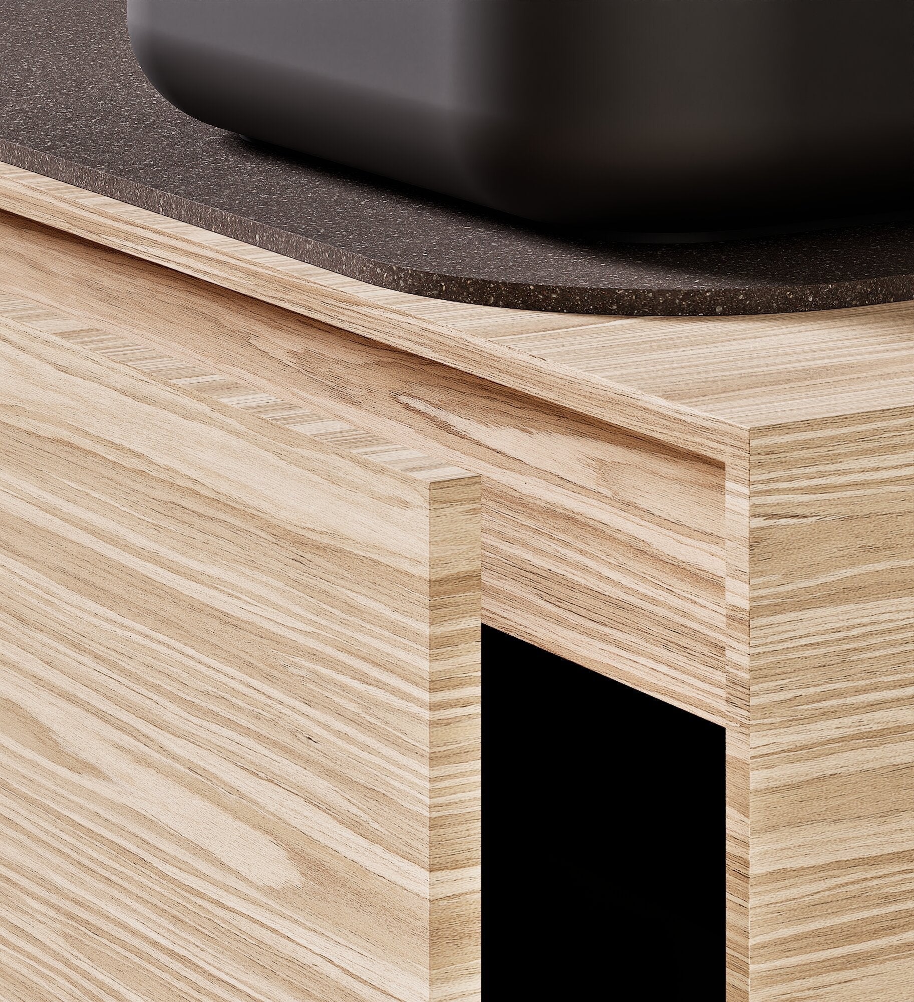 STRIA - Top mounted single sink with counter tablet & 1 Drawer - 2 Stacked Side Drawers vanity unit - ROVALUX