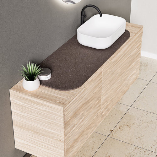 STRIA - Top mounted single sink with counter tablet & 1 Drawer - 2 Stacked Side Drawers vanity unit - ROVALUX