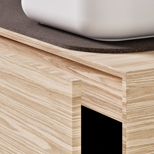 STRIA - Top mounted single sink with counter tablet & 1 Drawer - 2 Stacked Side Drawers vanity unit - ROVALUX