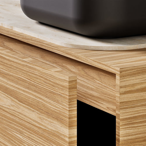 STRIA - Top mounted single sink with counter tablet & 1 Drawer - 2 Stacked Side Drawers vanity unit - ROVALUX