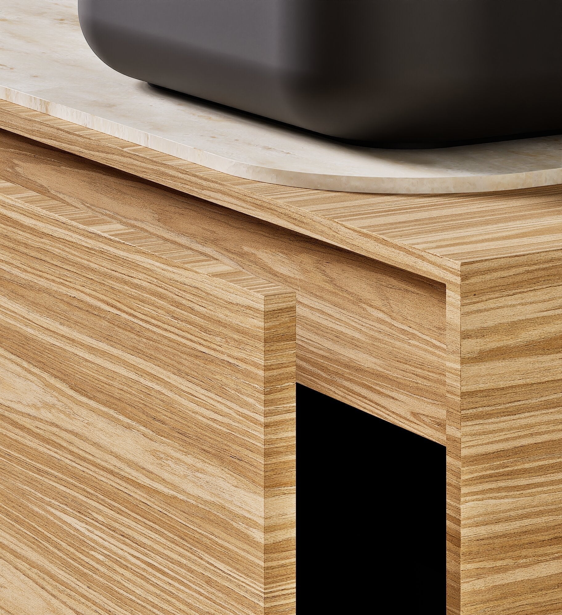 STRIA - Top mounted single sink with counter tablet & 1 Drawer - 2 Stacked Side Drawers vanity unit - ROVALUX