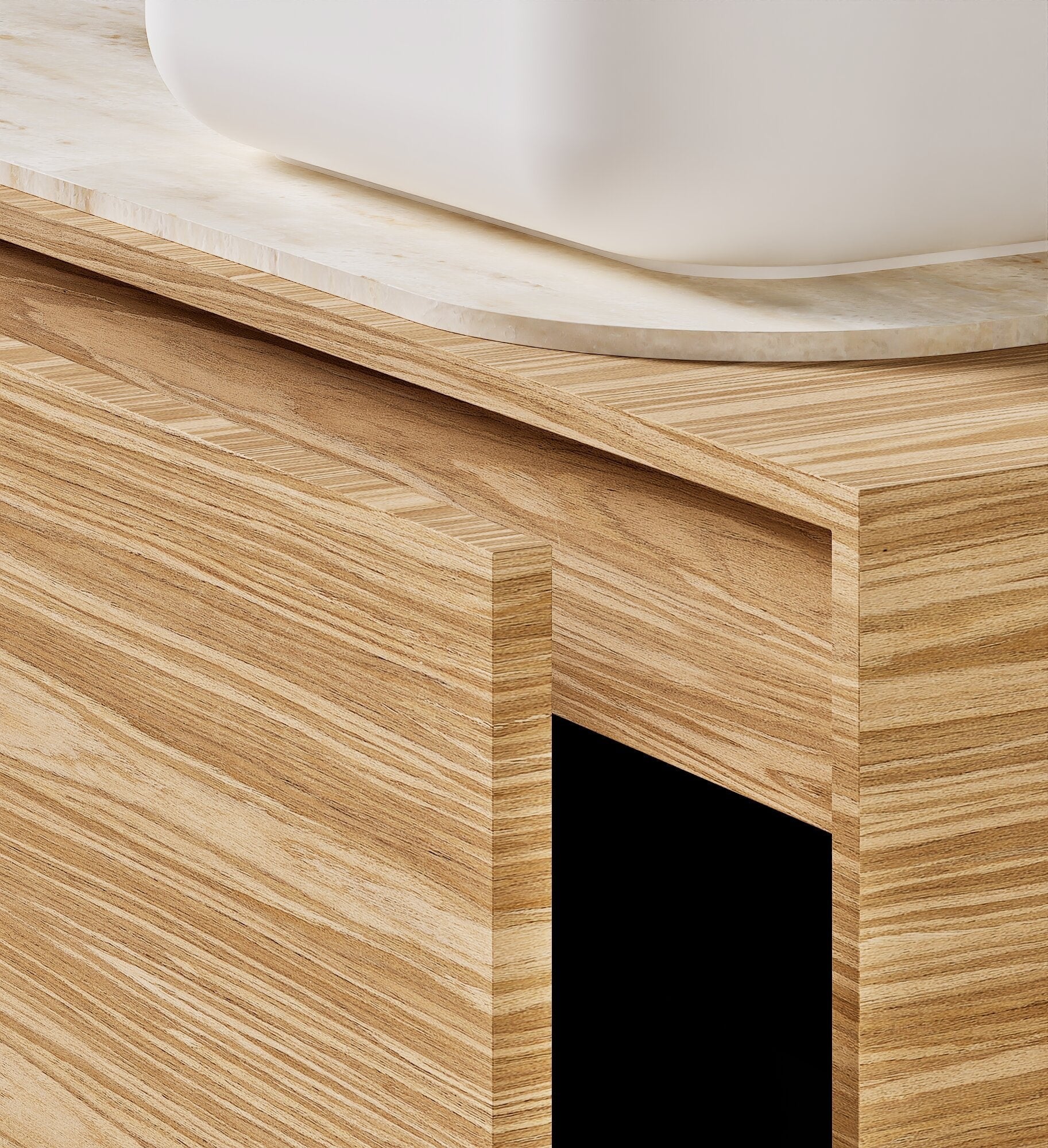 STRIA - Top mounted single sink with counter tablet & 1 Drawer - 2 Stacked Side Drawers vanity unit - ROVALUX