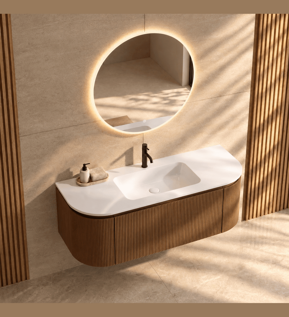 Serenia Metis 02 - Integrated single sink basin unit & Cabinet With 2 Doors & 1 Drawer vanity unit - ROVALUX